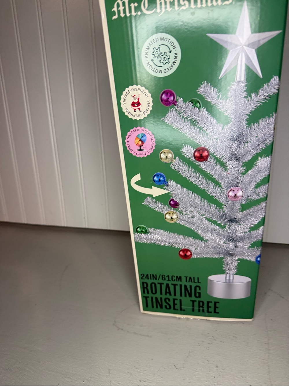 New- Sealed Box Mr. Christmas Rotating Tinsel Tree 24 in. Retro Style